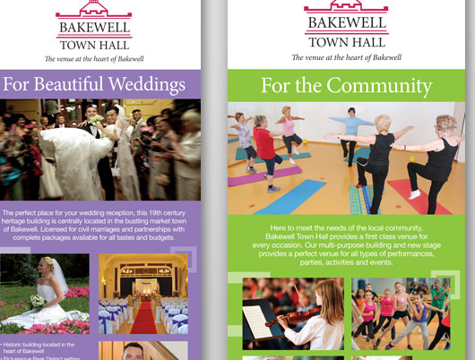 Bakewell town hall, market town, leaflets, print design, flyers